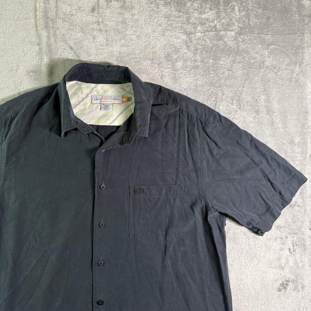 Quiksilver Edition Button Up Shirt Short Sleeve Casual Logo Black M/M